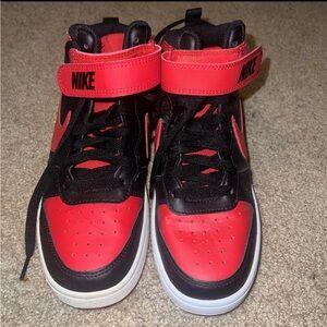 Nike Kids Black and Red High-Top Sneakers size 5.5y